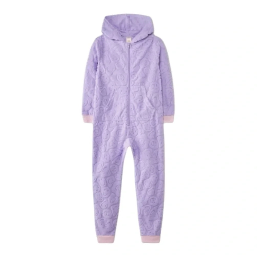 🌸2/$20 NWT Cat & Jack Kid's Hooded One-Piece Pajama- Lavender XL